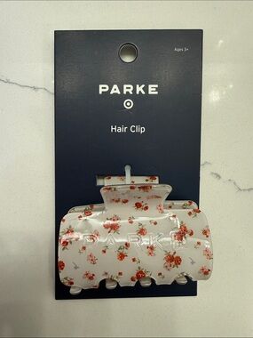 PARKE x Target Hair Clip - White with Red Floral Print